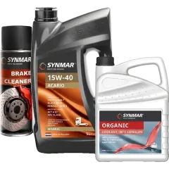 Synmar engine oil, coolant and brake cleaner