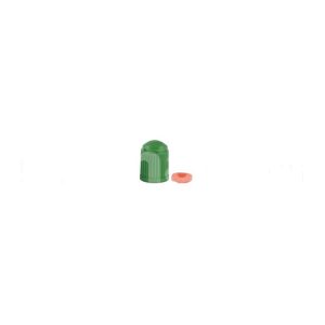 Valve cap plastic green rubber seal, 100 pieces